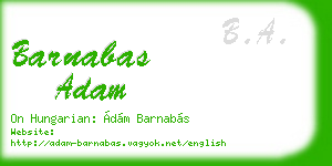 barnabas adam business card
