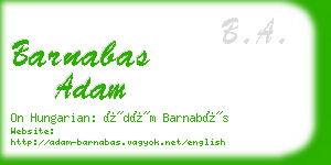 barnabas adam business card